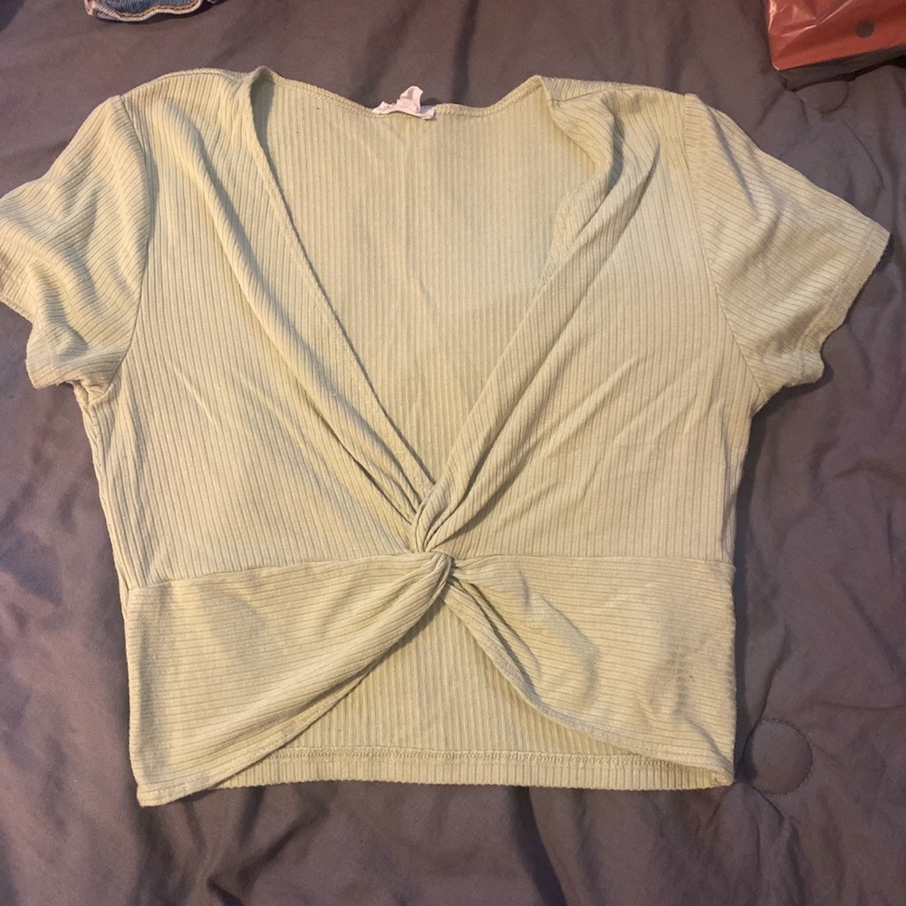 light green front knot shirt